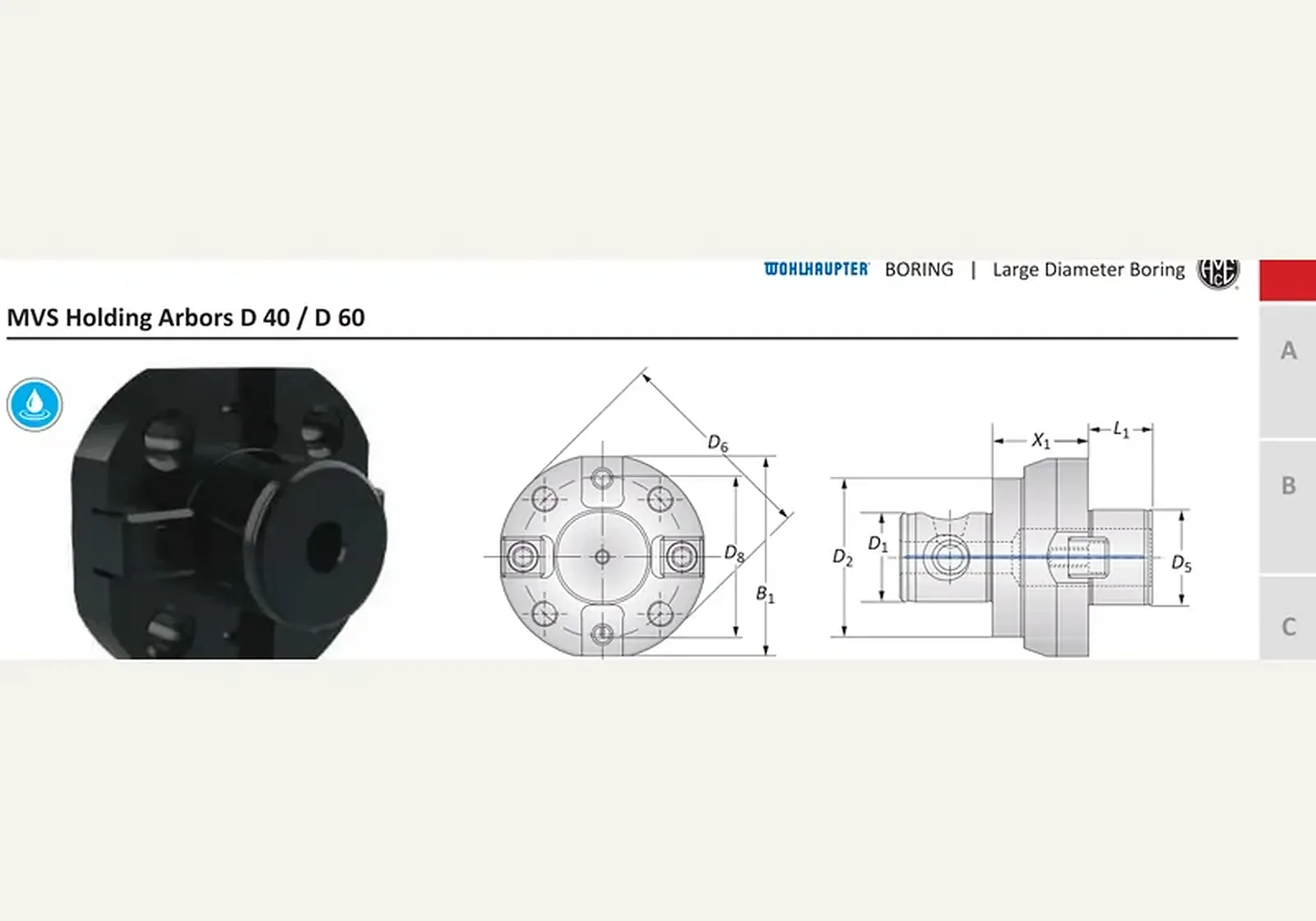 Чертёж: Оправки MVS D40/D60 100-56, L1 30.00 мм