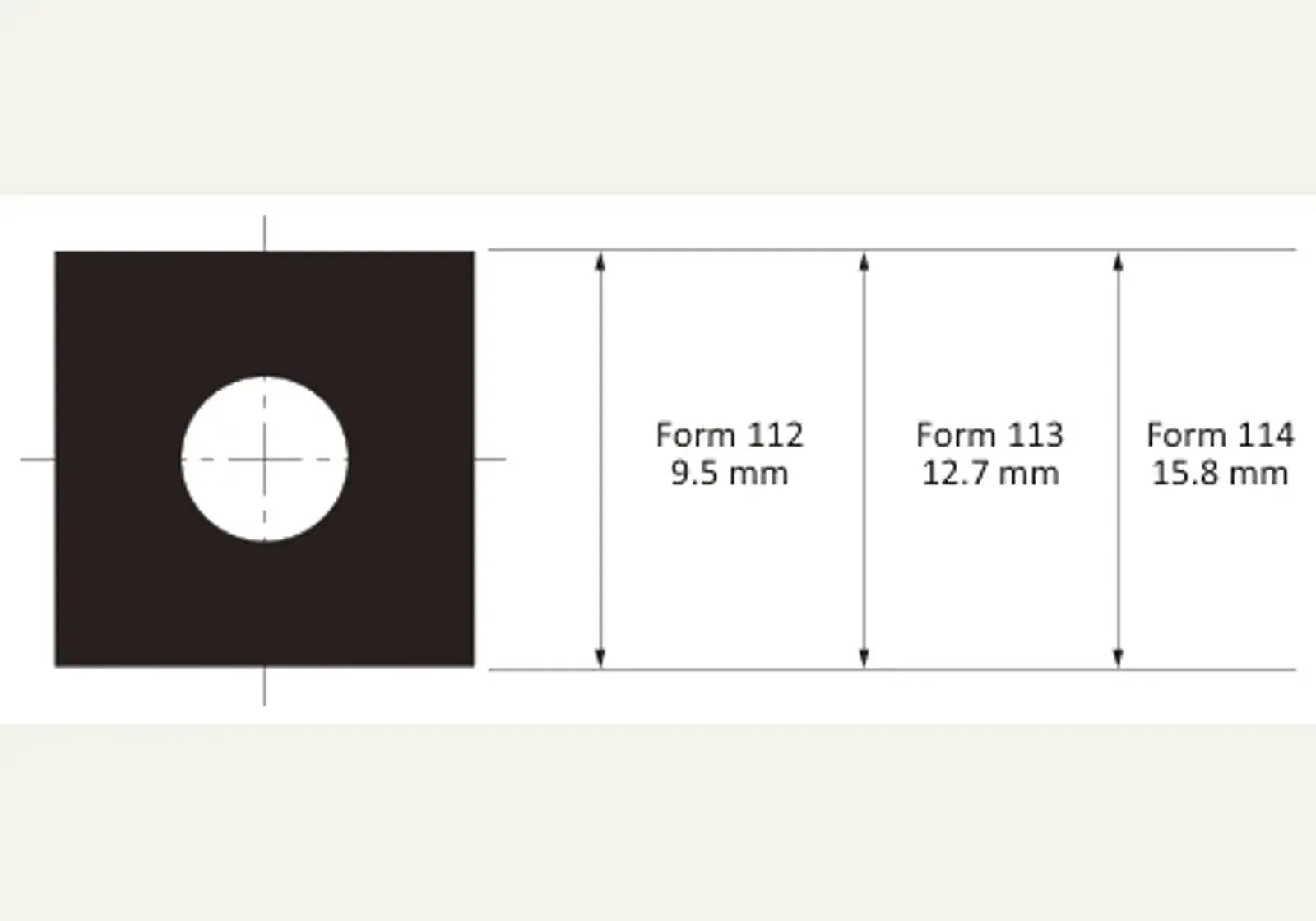 Форма · 9.5 mm, 12.7 mm, 15.8 mm