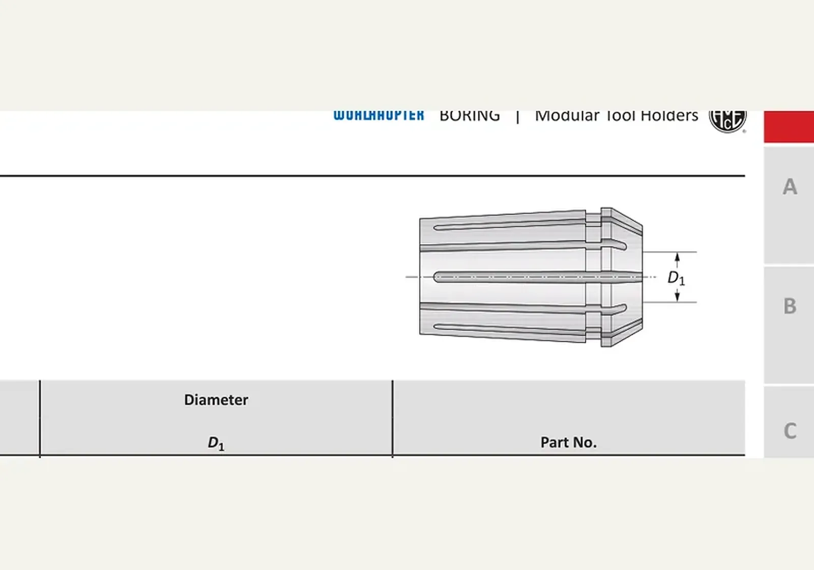 Чертёж: Модульные державки B 32 DIN 6388-B, Номинальный размер B 32, D1 10.00 - 10.50 мм